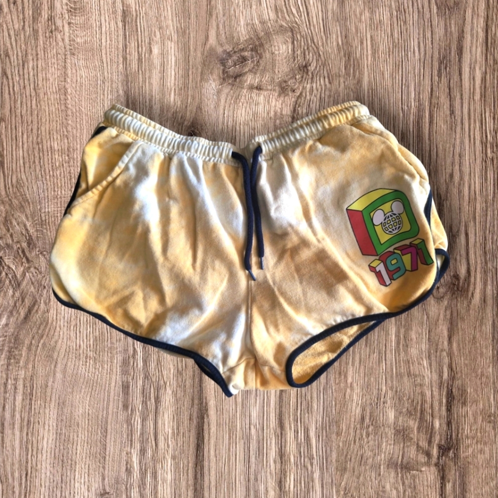 Disney Mickey Mouse Retro Tie Dye Shorts Drawstring Women’s 1971 Logo SZ S/M